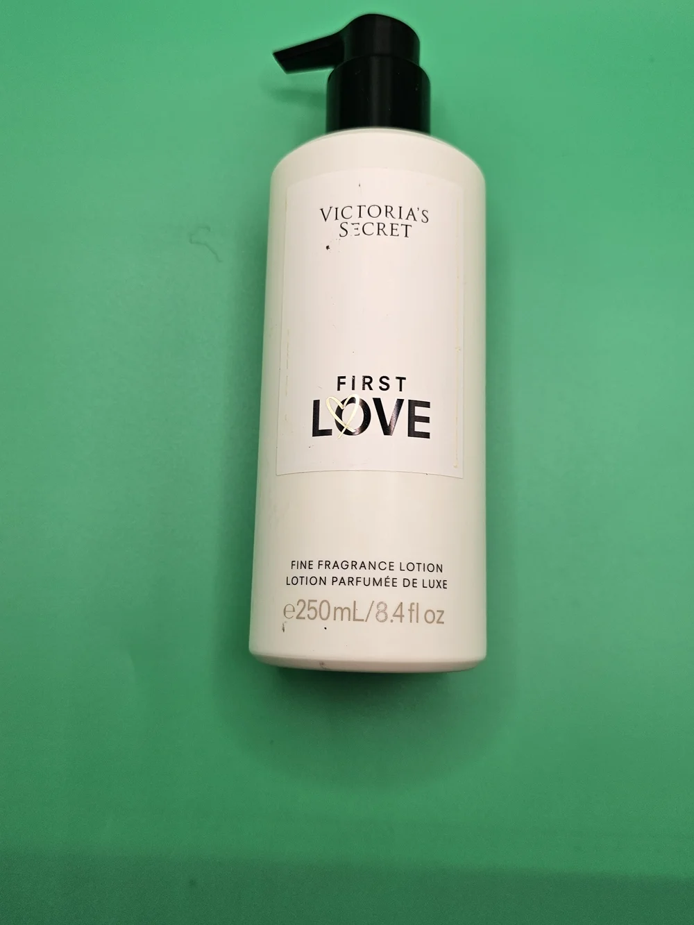 Victoria's Secret First Love Lotion — White Bottle with Black Pump
